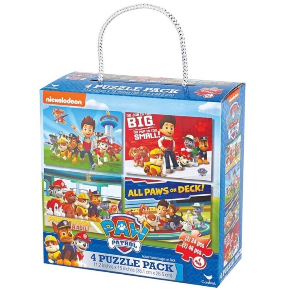Nickelodeon Paw Patrol 4 Puzzle Pack New  Carry Box Handle Nickelodeon Learning
